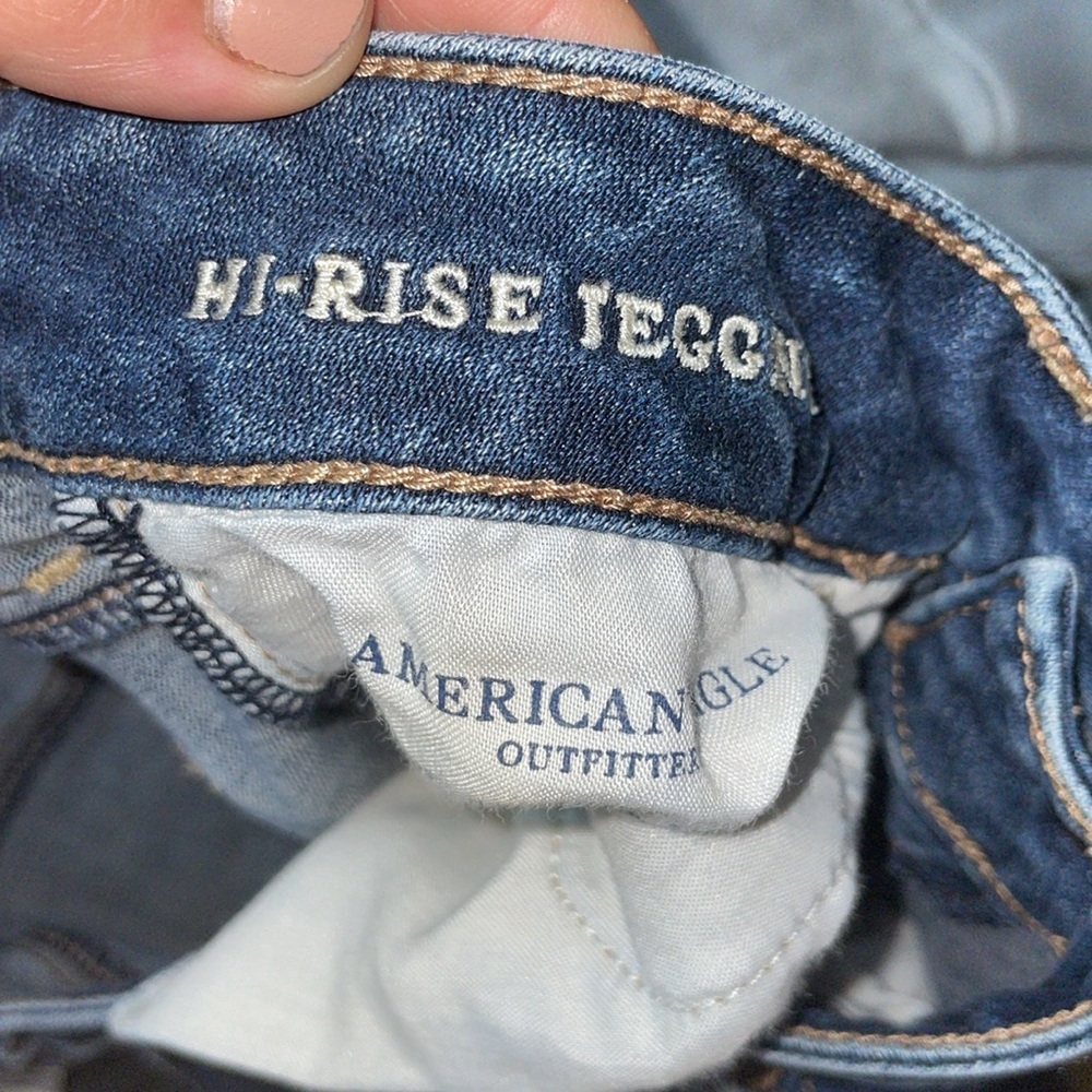 American Eagle outfitters super stretch X jeans high rise jeggings 8 distressed - Picture 8 of 9
